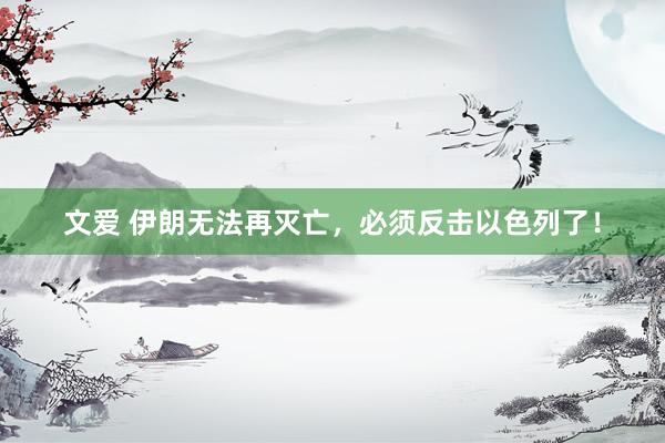 文爱 伊朗无法再灭亡，必须反击以色列了！