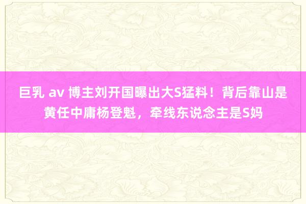巨乳 av 博主刘开国曝出大S猛料！背后靠山是黄任中庸杨登魁，牵线东说念主是S妈
