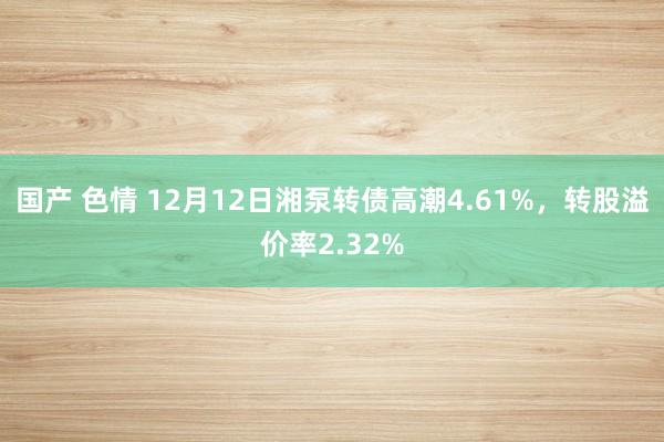 国产 色情 12月12日湘泵转债高潮4.61%，转股溢价率2.32%