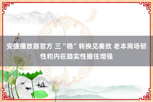 安捷播放器官方 三“稳”转换见奏效 老本商场韧性和内在踏实性握住增强