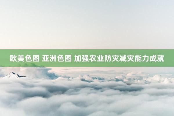 欧美色图 亚洲色图 加强农业防灾减灾能力成就