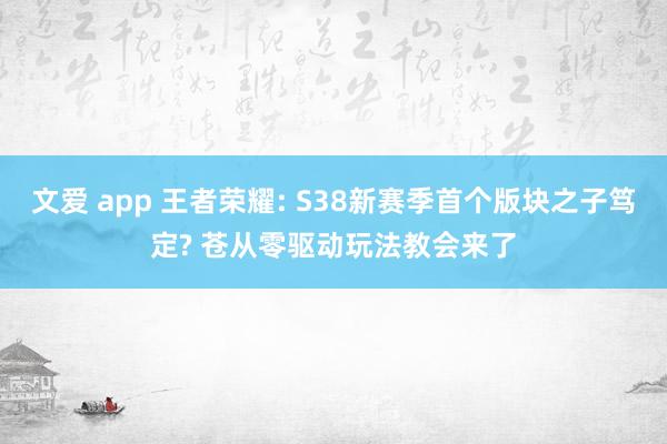 文爱 app 王者荣耀: S38新赛季首个版块之子笃定? 苍从零驱动玩法教会来了