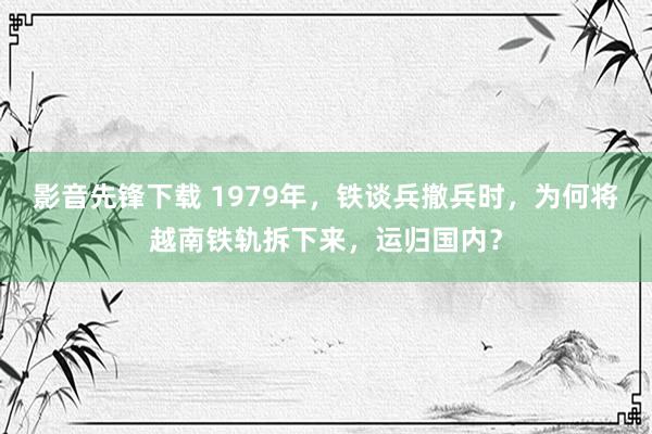 影音先锋下载 1979年，铁谈兵撤兵时，为何将越南铁轨拆下来，运归国内？