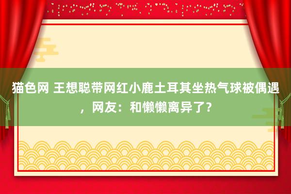 猫色网 王想聪带网红小鹿土耳其坐热气球被偶遇，网友：和懒懒离异了？